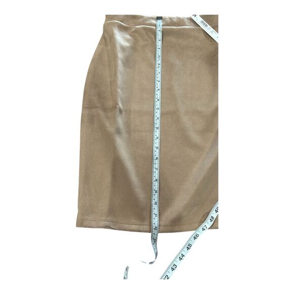 Susana Monaco -1908 NWT Sand Beige Faux Suede Pull On Above Knee Pencil Skirt M - Picture 6 of 9